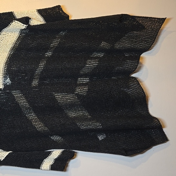 Alembika Oversize Sheer Mesh Open Knit Sweater Ivory Black Lagenlook Drapey NWOT - Picture 7 of 11
